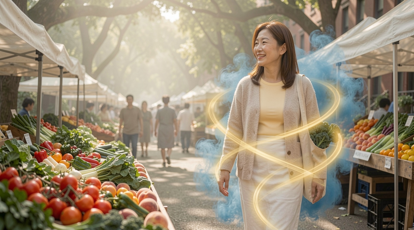 Ji-yeon in the market, in Camille's wardrobe